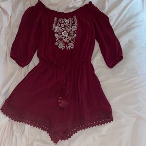 Abercrombie burgundy floral romper!